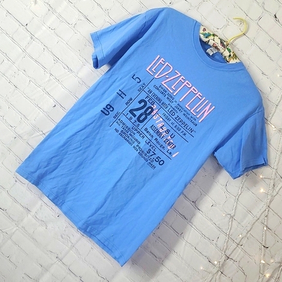 Hot Topic Led Zeppelin Blue & Pink Vintage Inspired Band Tee Womens Size Medium - Picture 4 of 11